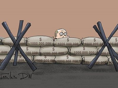 Путин и празднование 12 июня. Рис. С.Елкина, источники - dw.com, www.facebook.com/sergey.elkin1