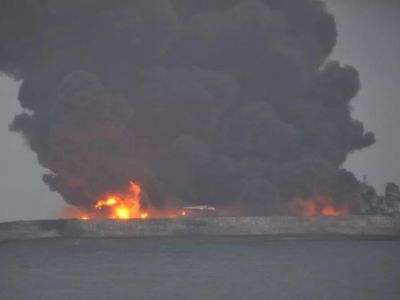 Столкновение двух кораблей у Китая. Фото: twitter.com/CGTNOfficial