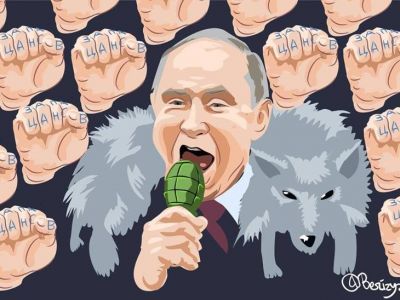 Путин и митинг 3.3.18 в Лужниках. Карикатура: А. Закирзянов, twitter.com/bezizyanov