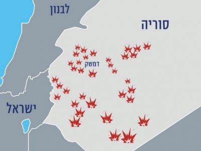 Удары израильских ракет по территории Сирии, 10.5.18. Карта: 96fm.co.il