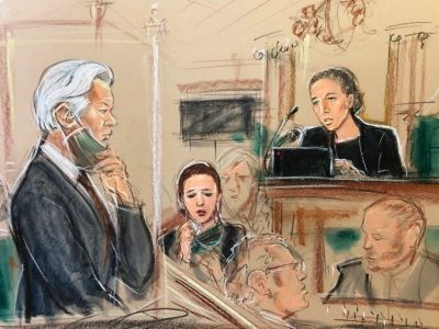 Суд по экстрадиции Дж.Ассанжа. Иллюстрация: aljazeera.com