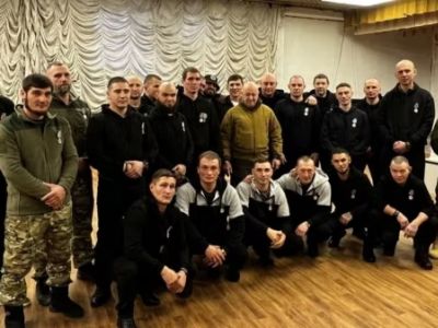 Евгений Пригожин с бывшими заключенными, завербованными на войну. Фото: Social Media