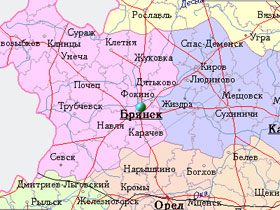 Карта Брянской области. Фото с сайта mojgorod.ru
