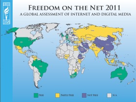 Карта свободы Интернета. Изображение freedomhouse.org